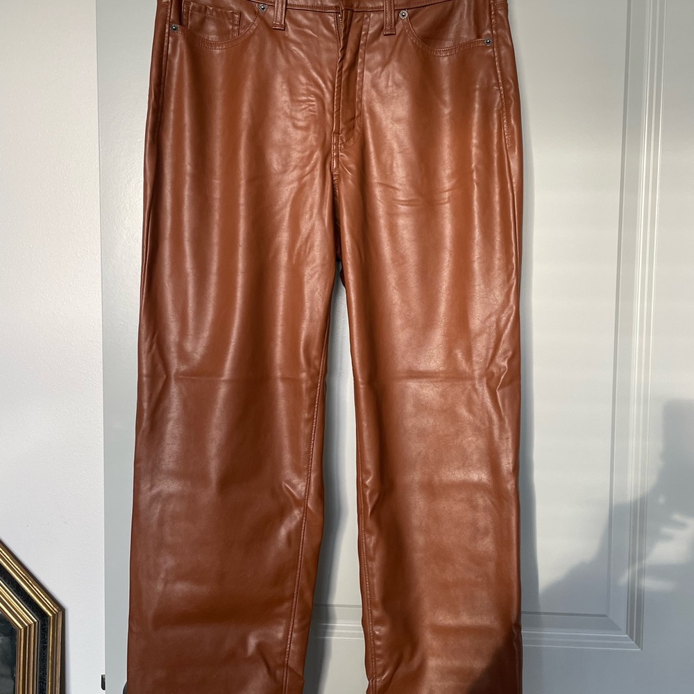 Old Navy High-Rise Faux Leather Pants in Brown